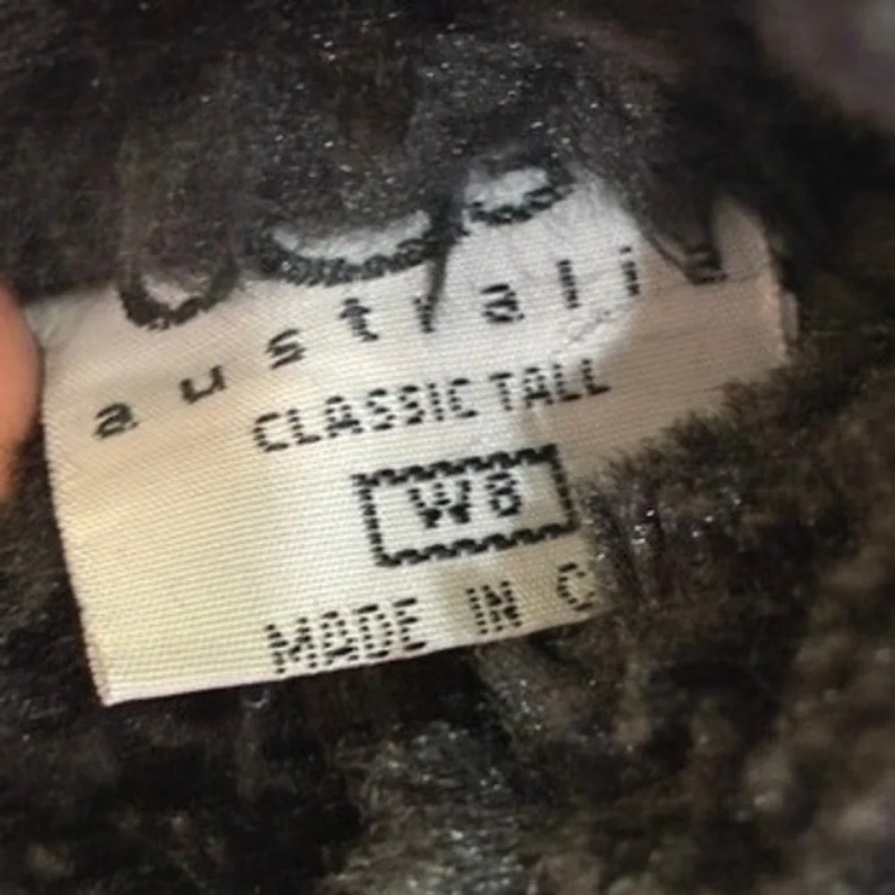 UGG‎ Classic Tall Boots Women 8 Black Good Suede Shearling Lined Winter Mid Calf